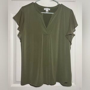 Calvin Klein Women's Olive Green Top Sz M